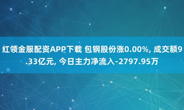 红领金服配资APP下载 包钢股份涨0.00%, 成交额9.33亿元, 今日主力净流入-2797.95万