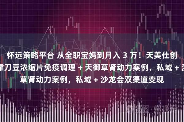 怀远策略平台 从全职宝妈到月入 3 万！天美仕创业 3 个月实战：靠刀豆浓缩片免疫调理 + 天御草肾动力案例，私域 + 沙龙会双渠道变现